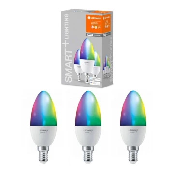 КОМПЛЕКТ 3x LED RGBW лампочка з регулятором яскравості SMART+ E14/5W/230V 2700K-6500K - Ledvance