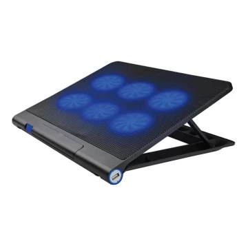 Охолоджуюча підставка для ноутбука 6x вентилятор 2xUSB чорний