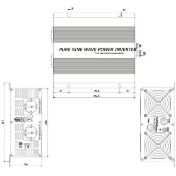 Інвертор (перетворювач напруги) 2000W/12V/230V + дротове та дистанційне керування