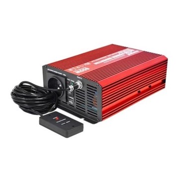 Інвертор (перетворювач напруги) чист. синус CARSPA 600W/12/230V + дротове дистанційне керування